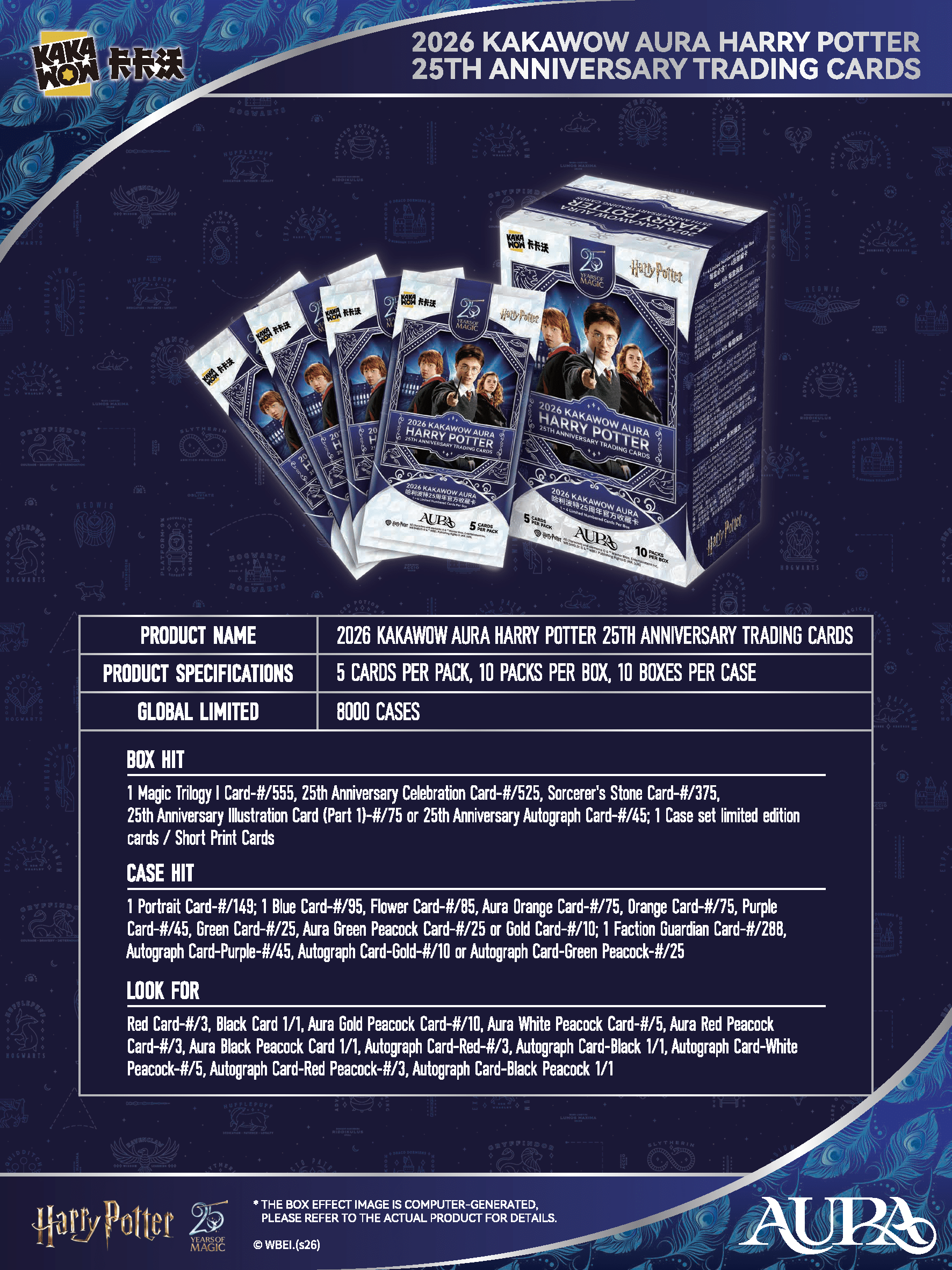 2026 Kakawow Aura Harry Potter 25th Anniversary Trading Cards Hobby Box [ENG]